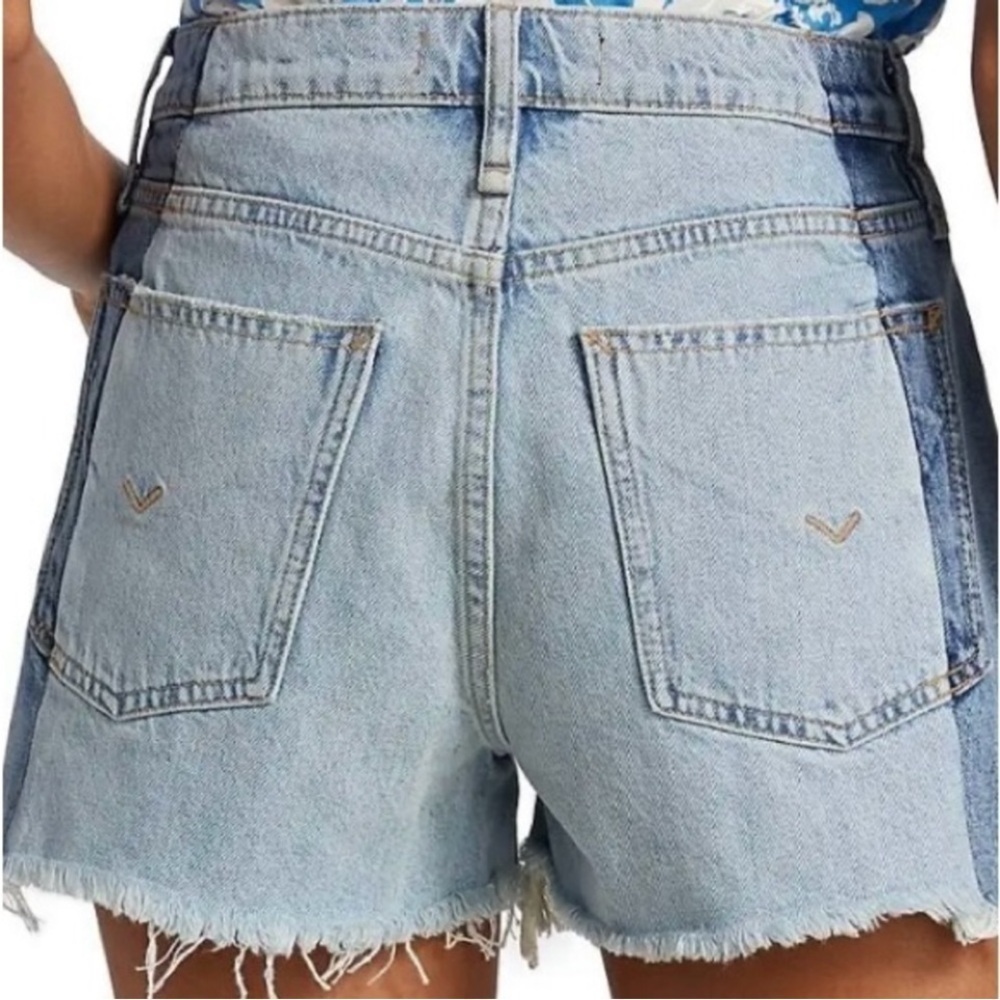 Hudson Lori Denim Shorts Bold Blue Two Tone Button Fly Size 28 - Picture 2 of 8